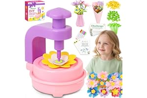 Fabric Flower Bouquets Toys for Girls - DIY Kits for Kids w/Markers & Challenge Cards - Arts & Crafts for 3 4 5 6 7 8 9 10 Ye