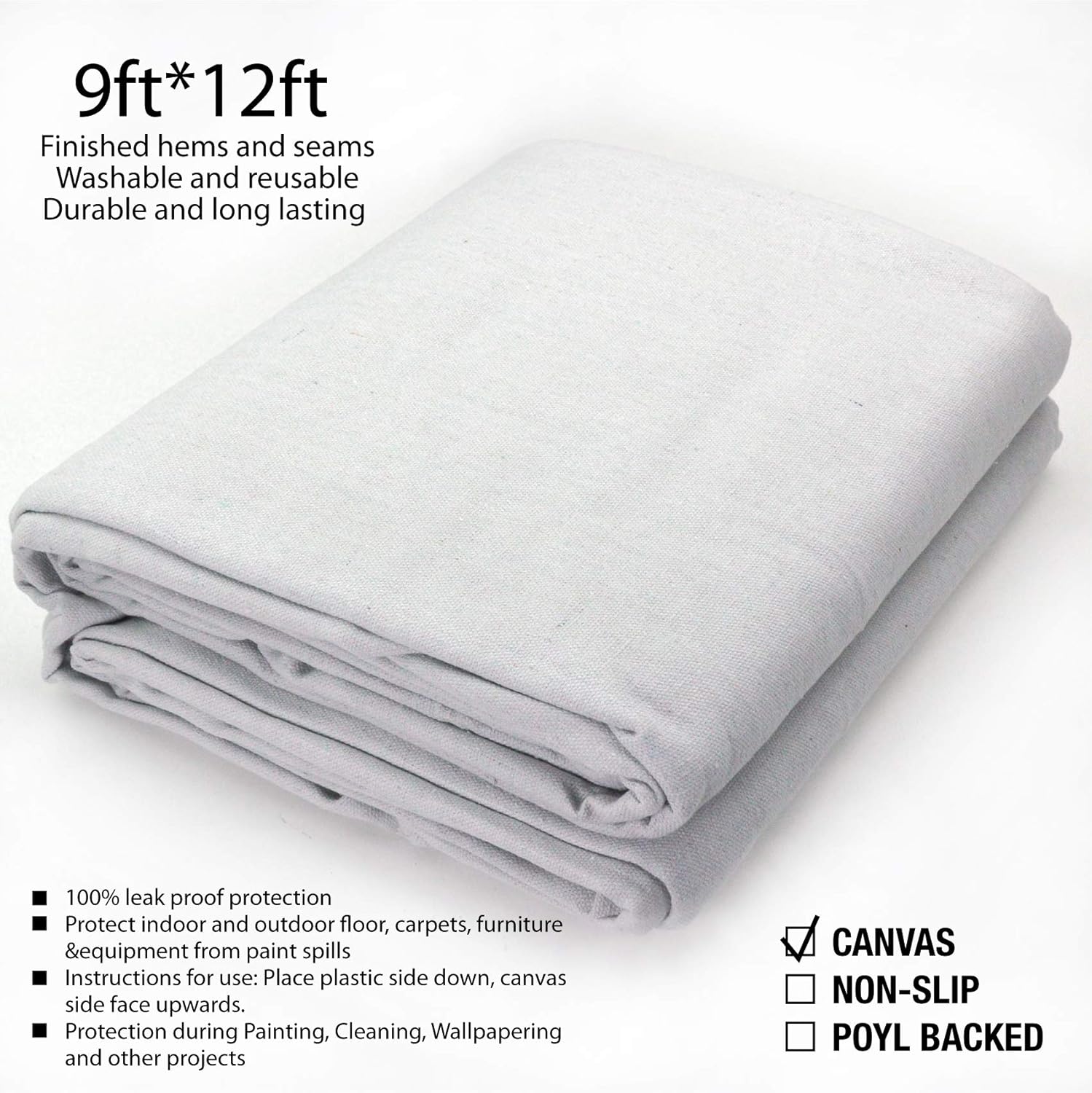 KingOrigin Grey White Canvas Drop Cloth 9x12feet for Painting Painters Drop Cloth, Paint Tarp, Curtains, Canvas Sheet - Image 3