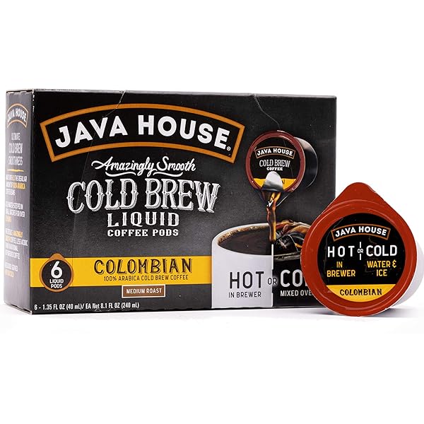 JAVA HOUSE COLD BREW COFFEE CONCENTRATE SINGLE SERVE LIQUID PODS, PEEL AND POUR, READY HOT OR ICED, TSA APPROVED
