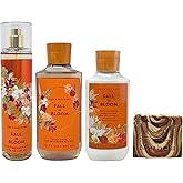 Bath & Body Works Fall In Bloom Trio Gift Set - Fragrance Mist, Body Wash and Body Lotion - with a Clay Baby Bar Soap - Full Size