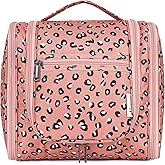 Narwey Hanging Cheetah Toiletry Bag for Women Travel Makeup Bag Organizer Toiletries Bag for Cosmetics Essentials Accessories (Large, Orange Leopard)