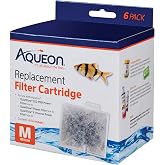 Aqueon Replacement Filter Cartridges Medium, Filter Cartridge, 6-Pack | Fish tank filter cartridge, dual-sided dense-floss with activated carbon, fits QuietFlow size 10 filters