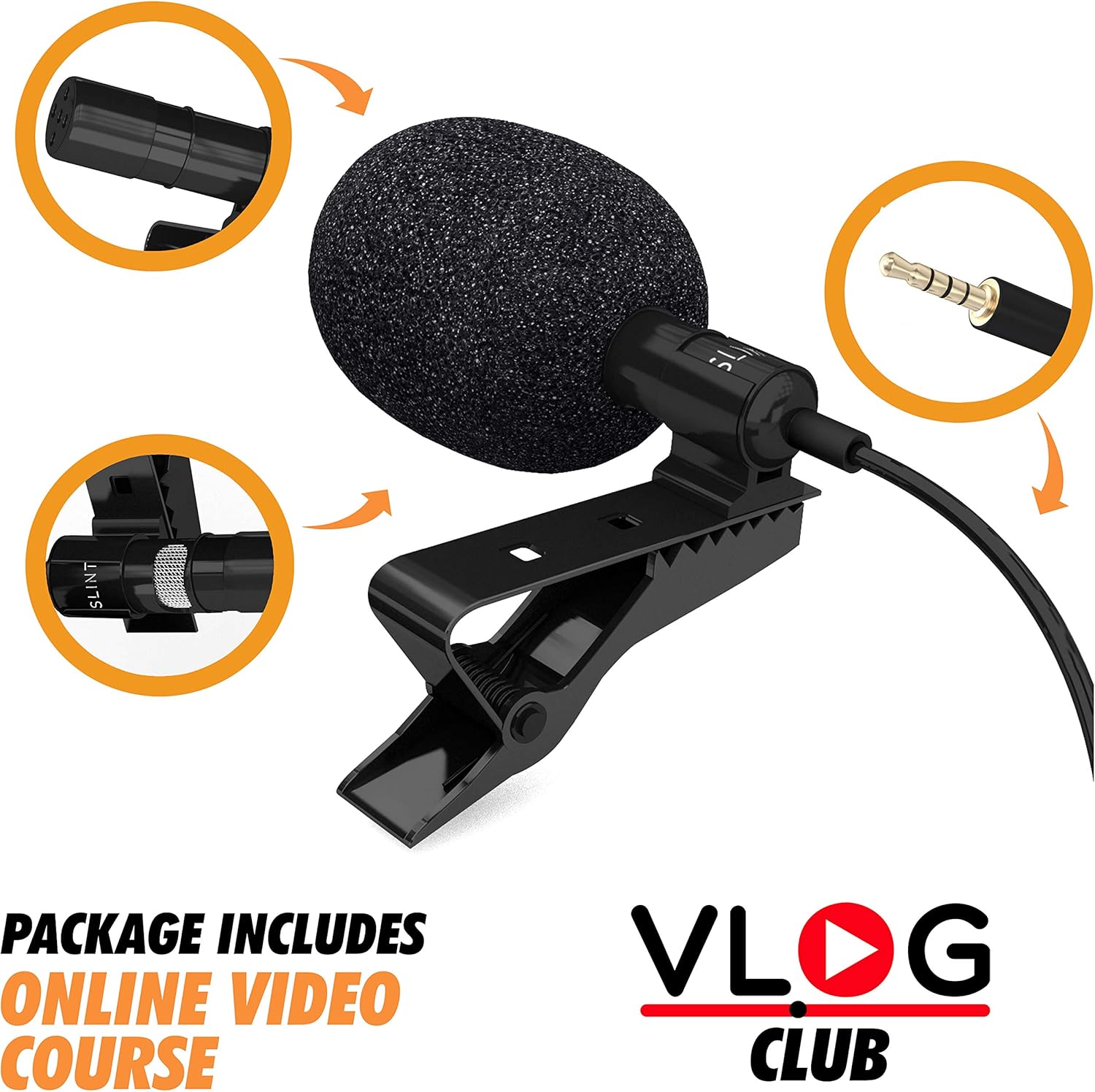 Lavalier Lapel Microphone 2 Pack Bundle - Professional Omnidirectional Lavalier Mic with Clip-on Lapel Mic Compatible with iPhone, Samsung Android, GoPro & DSLR - Lapel Microphone for YouTube