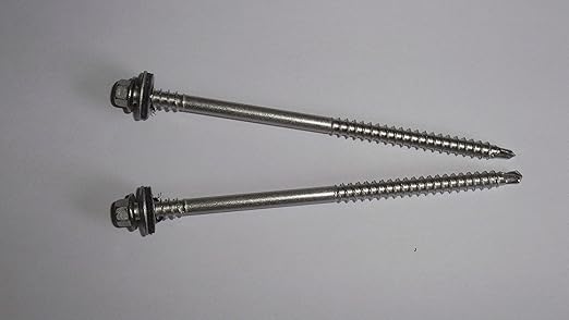 100 Bohrschrauben Sandwich Edelstahl V2A 6,5/7,0 x 125 mm mit 16 mm Dichtscheiben Bohrleistung ...