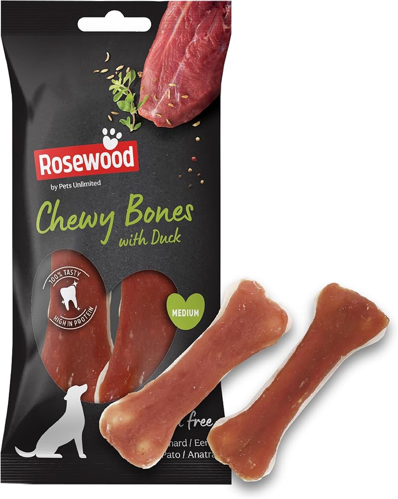 Rosewood Rosewood Duck Chewy Bones Medium 2pc 80g Grain Free Dog Treats
