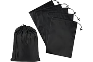 PALTERWEAR Drawstring Bag with Toggle - Nylon Cinch and Ditty Pouch - Six Pack (Black, 8 x 11 Inch, Set of 6)