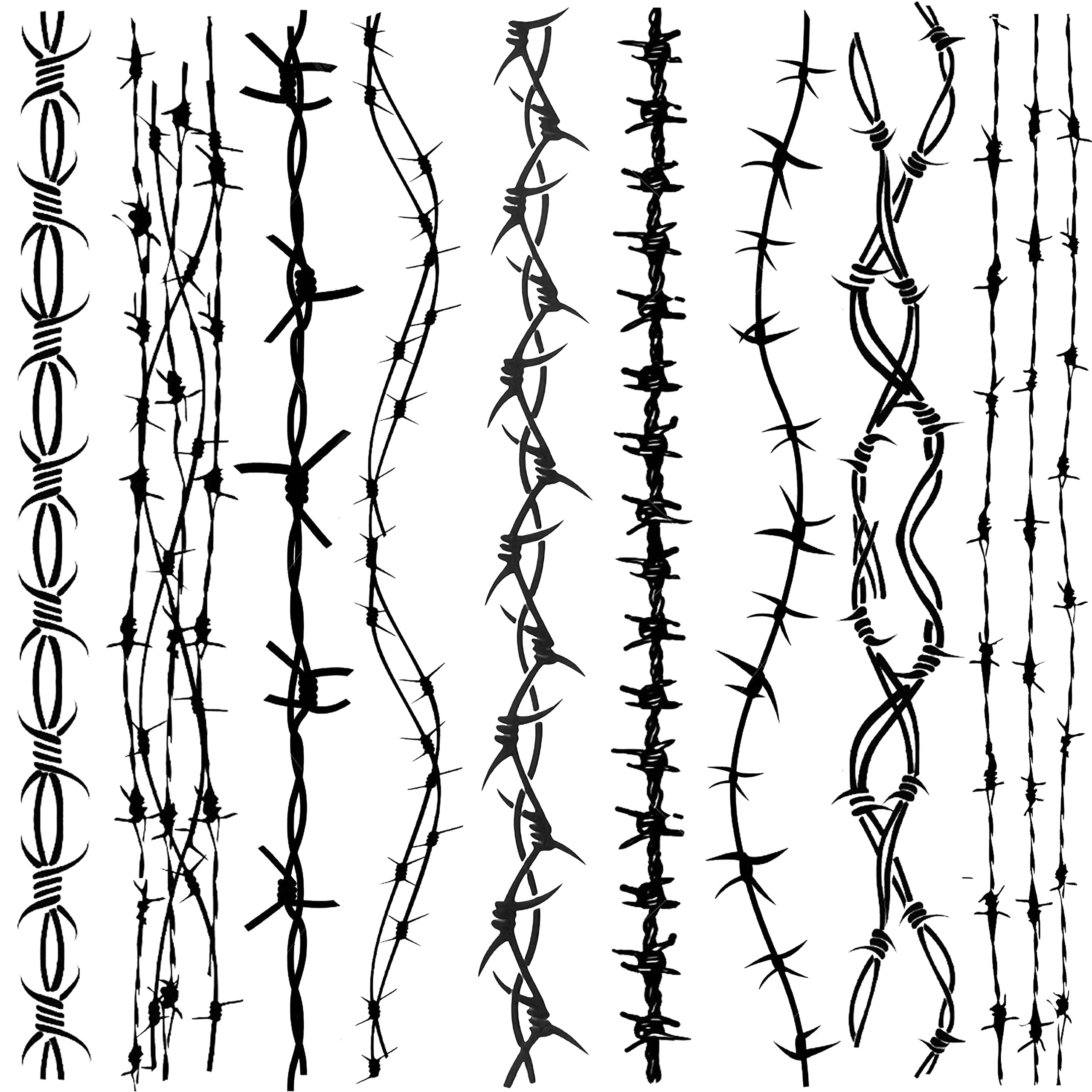 COKTAK 9 Sheets Halloween Barb Wire Tattoos Temporary, Fake Arm Tattoos Barbwire Sticker For Women Men Adults, Prison Barbed Wire Temporary Tattoos Costume Halloween Makeup Kit Party Rave Accessories — image 1