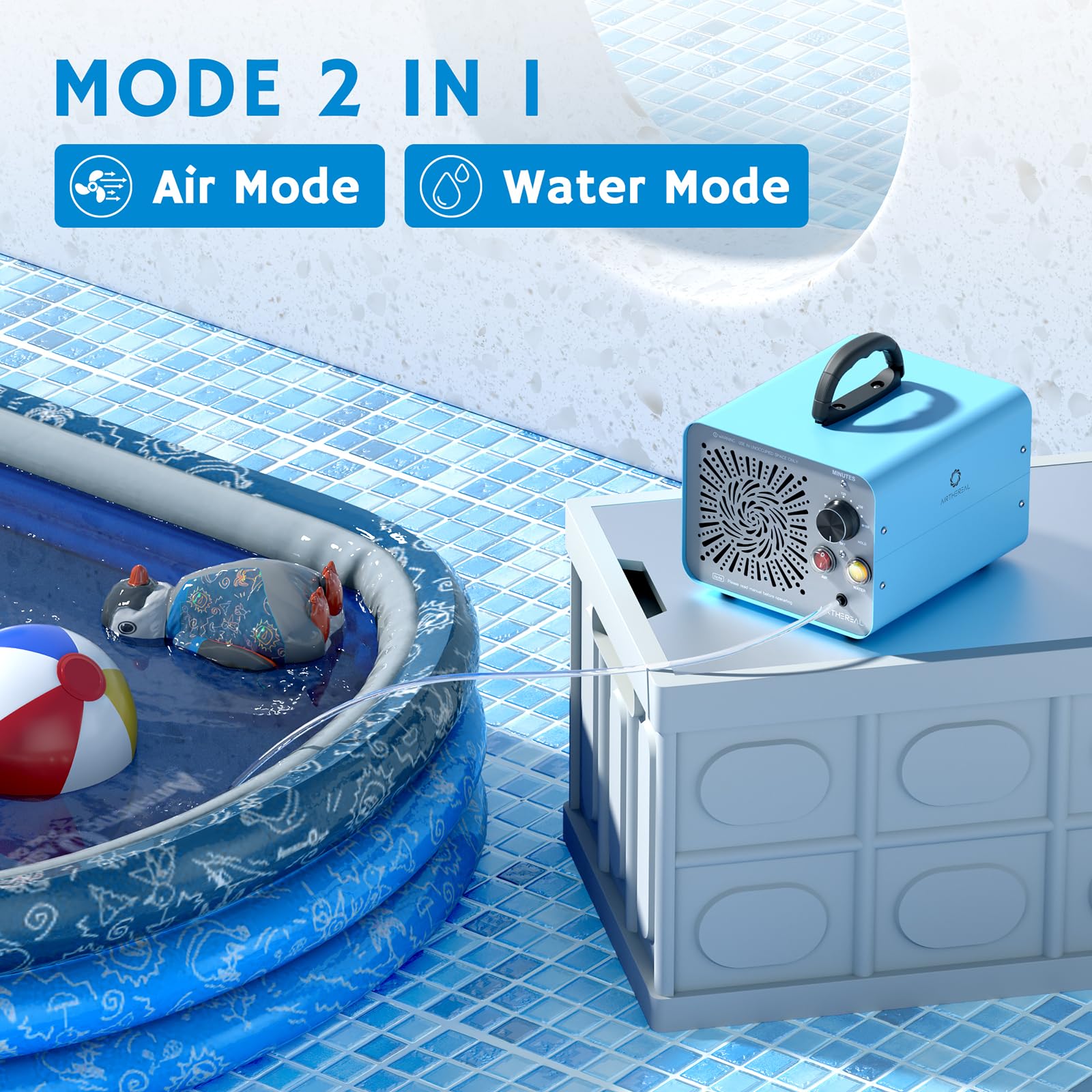 Airthereal MA25L Water Ozone Generator - Dual-Mode Ozone Machine for Water and Air Purification, 40,000mg/h High Capacity Ozone Machine for Odor Removal - Covers up to 4000 sq. ft.