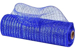 MEEDEE Cobalt Blue Mesh Ribbon for Wreaths 10 Inch Metallic Royal Blue Mesh Ribbon Royal Blue Deco Mesh Wreath Supplies Blue Mesh Ribbon for Tree Garland Staircase Mailbox Swag Decorating (30 Feet)