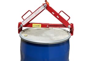 Pake Handling Tools - Durable Adjustable Steel Drum Lifter Lifting Hook, 2 Grip Points, 1100 lbs. Capacity, for Lifting 30 to