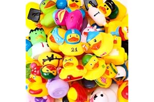 Mikulala 24 Pcs Rubber Ducks in Bulk, Assortment Mini Rubber Ducks Toys with Box for Kids Baby Shower Bath Toys, Party Favors, Birthday Gifts and Classroom Prizes
