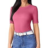 Beluring Women Half Sleeve Shirts Slim Fit Crew Neck Summer Tshirts Basic Tees