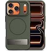 SIMBOR Magnetic for iPhone 17 Pro Case with Stand[Compatible with MagSafe] Slim Invisible Kickstand, Protective Anti-Fingerprint Phone Cove for iPhone 17 Pro Case 6.3", Green