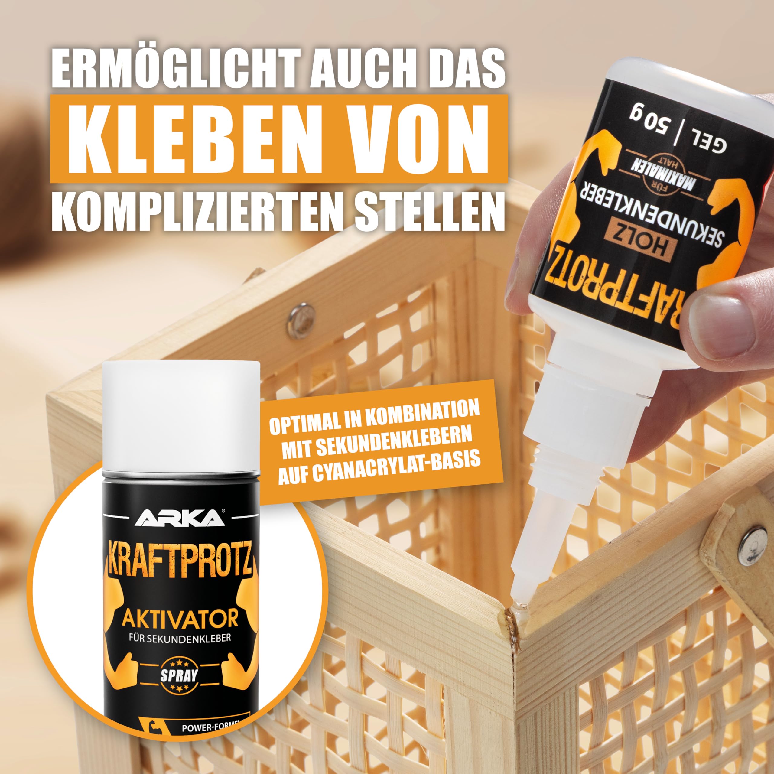 Aktivator Spray 200 ml für Sekundenkleber – Aushärtungsbeschleuniger blitzschnell in 1–4 Sek – hitze- & wasserfest, rückstandsfrei – für Cyanacrylat, Kunststoff, Glas, Metall, Holz – KRAFTPROTZ 7