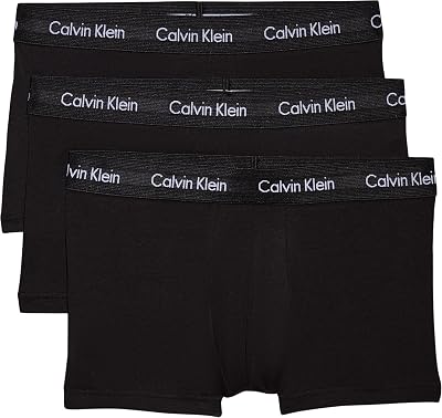 Boxers Taille Basse Lot de 3 Homme sous-Vêtement, Noir (Black W Black WB), M