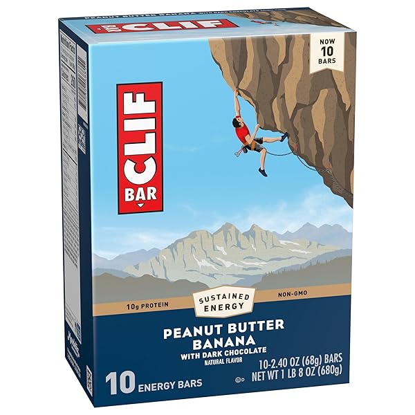 CLIF BAR – ENERGY PROTEIN BARS – PEANUT BUTTER BANANA WITH DARK CHOCOLATE – MADE WITH ORGANIC OATS – ENERGY BARS – NON-GMO – (10 PACK)