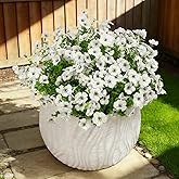 SwanMoon Artificial Flowers for Outdoors - UV Resistant Fake Silk Daisy Flowers with Eucalyptus Leaves, Faux Plastic Plants for Porch, Patio, Garden, Window Box & Home Decor, 12 Bundles