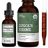 Organic Lugol's Iodine, Iodine and Potassium Iodide 2% Solution 3000 mcg - Liquid Supplement Drops for Thyroid Support for Women & Men, Metabolism Health, Detox Boost - Non-GMO, 395 Servings (2 Oz)