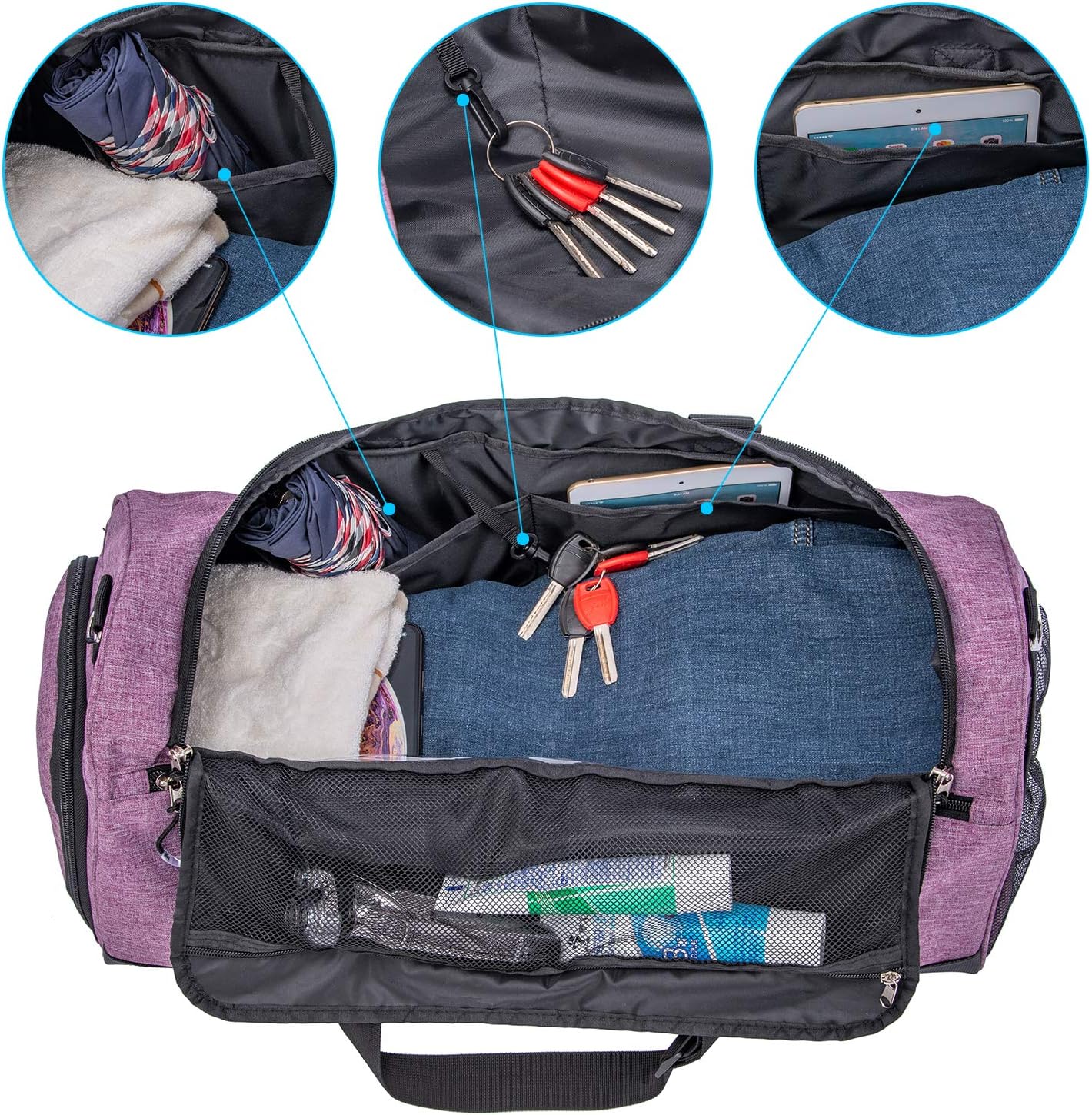  | Kuston Sports Gym Bag with Shoes Compartment &Wet Pocket Gym Duffel Bag Overnight Bag for Men and Women | Sports Duffels