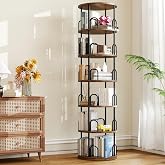 Arbcoler 6 Tier Rotating Bookshelf Tower, 360&deg; Revolving SpinningBookcase | Round Spinning Book Shelf, Narrow Swivel Bookshelves Vertical Turning Corner Bookshelf Organizer for Small Space