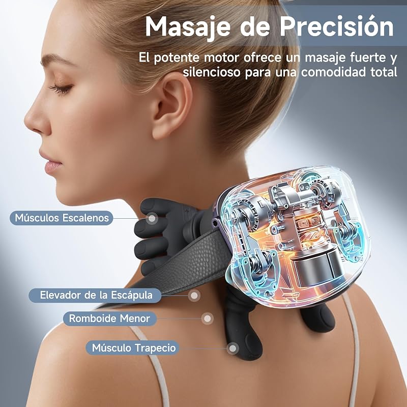 4D Shiatsu Masajeador Cervical y Espalda con Calor, Inalámbrico
