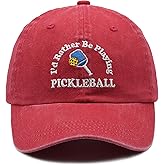 Waldeal Pickleball Hat, I'd Rather Be Playing Pickleball Baseball Cap, Adjustable Washed Baseball Cap for Men Women
