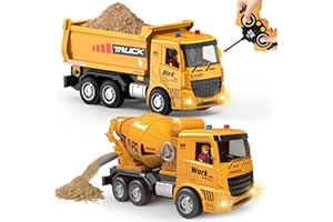 YAYYAY Remote Control Construction Truck Toy for Kids - 2 in 1 RC Dump Truck & Mixer, Gift for Boys Girls Ages 2-6