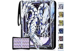 KARLYPRO Trading Card binder for Yu-Gi-Oh Card- 990 Pockets Card Album with Sleeves Compatible with Yu Gi Oh Cards, TCG Cards Or Other Standard Size Cards Holder-Dragon
