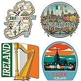 WICVIC 4 Pcs Ireland Sticker Vinyl Irish Travel Map Decals Waterproof Adventure Stickers Car Bumper Luggage Water Bottle Laptop Phone Helmet Skateboard Bike Birthday Gifts for Teens Adults