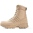 WIDEWAY Men's Military Tactical Combat Boots Side Zipper Work Motorcycle Boots 8 inch