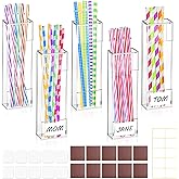 9.8" Large Acrylic Straw Holder for Cabinet Door, Reusable Straw Organizer Storage Dispenser with Double Sided Adhesive Tape for Cabinet, Kitchen Counter, Cupboard, Refrigerator (Transparent)