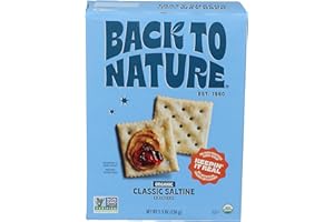 Back to Nature Organic Saltine Crackers, Non-GMO, Vegan Friendly Snack Cracker, Made with Wheat Flour & Sea Salt, Snack Happy, 5.5 oz Box