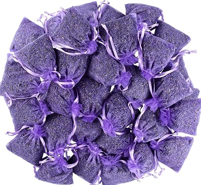 Leikaihua 100% Lavender Dried Flowers Sachet Bags Natural Freshener 25 Bags