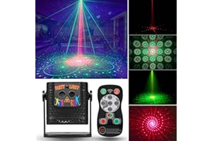 LJNYIWAN Mini Laser Light Patterns Projector, Party Lights Dj Disco Lights, Sound Activated with Remote Control for Car Parties Decorations, Gift for Adult (3.2 * 3 * 2.3 inchs)
