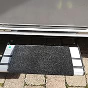 Rutschfeste Wohnmobil Trittstufenmatte Mit Reflektorstreifen - Grau 46x46cm