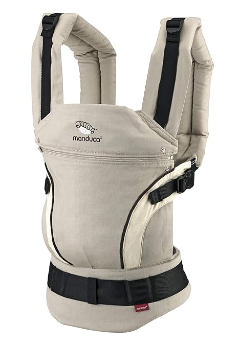 Babytrage manduca First 2018 >HempCotton Sand< Baby und Kindertrage, Optimierte 3-Punkt-Sicherheitsschnalle, Weicher Canvas (