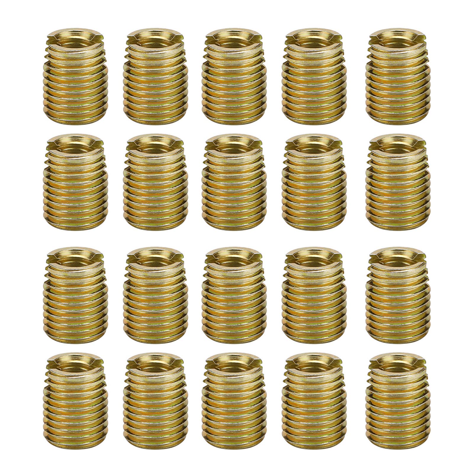 Hyuduo 20pcs Self-Tapping Threaded Insert Screws M3–M8 Slotted Thread Repair Kit for Metal & Plastic, Helicoil Alternative, Reusable Thread Inserts for DIY Automotive, Machinery & Home Repair