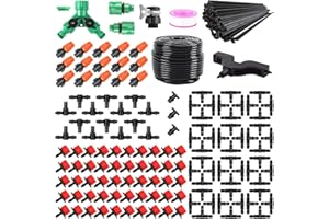 IRMM Drip Irrigation System, Irrigation System for Garden with 165FT 1/4 Inch Blank Distribution Tubing, DIY Saving Water Garden Watering System, Automatic Drip Irrigation Kits for Greenhouse Accessories