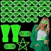 YOFOBU 115 PCS Glow in the Dark Party Supplies,100PCS 8" Glow Sticks Bulk,15PCS Glasses,Glowing Party Favors for 4th of July