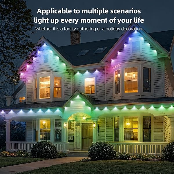 HOYECHI PERMANENT OUTDOOR LIGHTS 100FT – SMART RAINBOW LED OUTDOOR DECOR WITH 60 LIGHTS, WATERPROOF FOR HALLOWEEN CHRISTMAS DAILY & HOLIDAY – WHITE