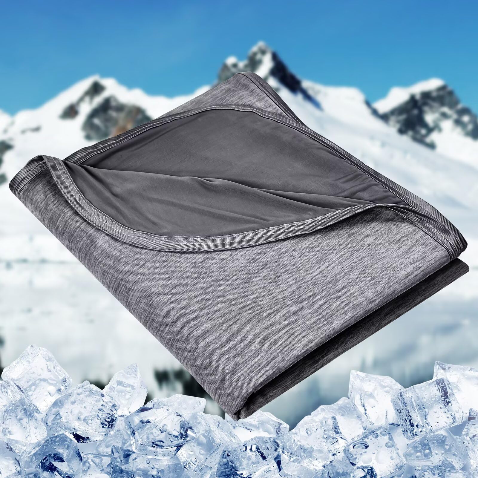 Photo 1 of HOMFINE Cooling Blankets for Hot Sleepers - Summer Blanket Thin Lightweight Breathable Soft Double Side Enhanced Cooling for Bed Couch Sofa, Keep Cool for Night Sweats (Black, 90 x 90 inches)