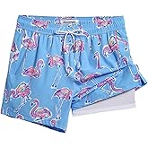 maamgic Men's Swim Trunks 5.5 inch Recycled Beach Shorts with Compression Liner Quick Dry Swim Shorts Zipper Pockets