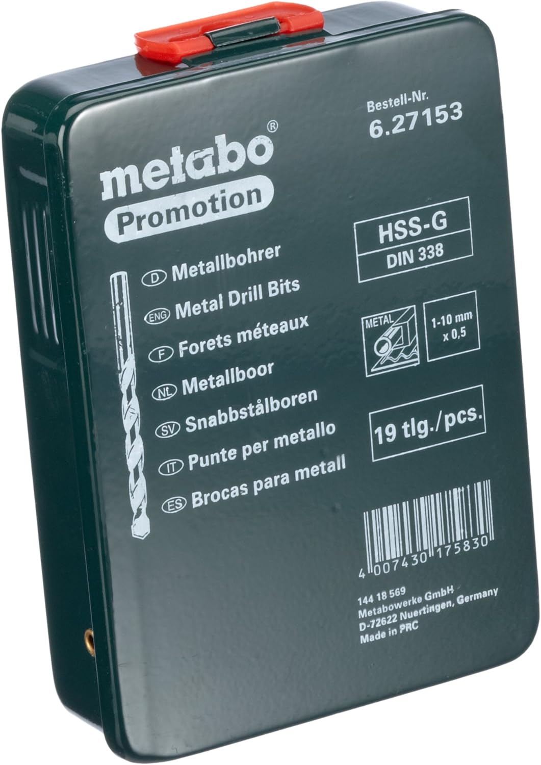 Metabo 627153000 HSS-G Twist Drills (19 pcs.), Green, One Size, Set of 19 Pieces - Image 3