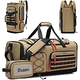 Bosstin Gym Bag for Men & Women,45L Travel Duffle Sports Duffel Bag Gym Weekender Overnight Backpack with Shoe Compartment (Khaki)