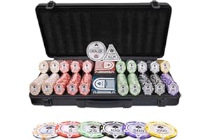 GEM POKER Luna 14 Gram Clay Poker Chips Set for Texas Hold’em, 500PCS Numbered Chips, Features a High-end Carrying Case with Strong Eva Foam Inside and German Polycarbonate Shell