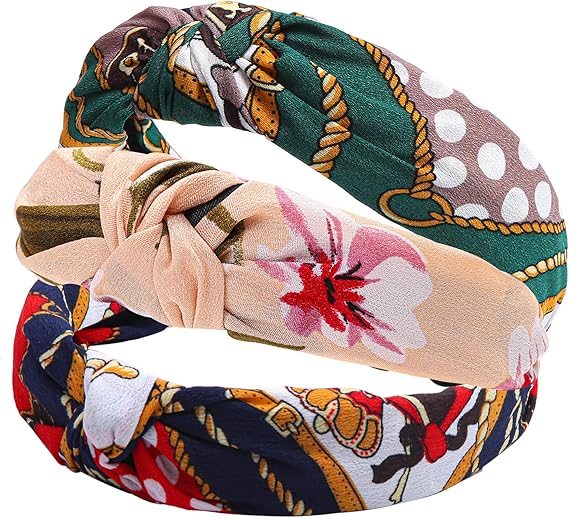 Tupa 3 Pack Women's Wide Plain Headbands Fashion Knot Turban Headband