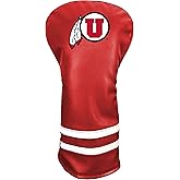 Team Golf NCAA Utah Vintage Driver Headcover - Printed Team Golf NCAA Vintage Driver Golf Club Headcover, Form Fitting Design, Retro Design with Fleece Lining for Extra Club Protection