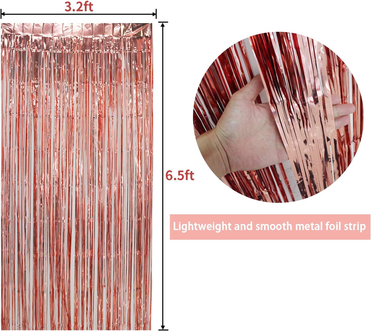 Tifeson 3 Pack Foil Fringe Curtains Backdrop Rose Gold Party Decoration, 3.2 ft x 6.5 ft Metallic Tinsel Curtain Party Photo Backdrop for Birthday Bachelorette Party Bridal Shower Baby Shower Decorations: Toys & Games