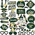 KatchOn, Graduation Photo Booth Props 2024 - Pack of 35 | Green and Gold Graduation Photo Props 2024 | Graduation Props for Photoshoot 2024, Green and Gold Graduation Decorations Class of 2024