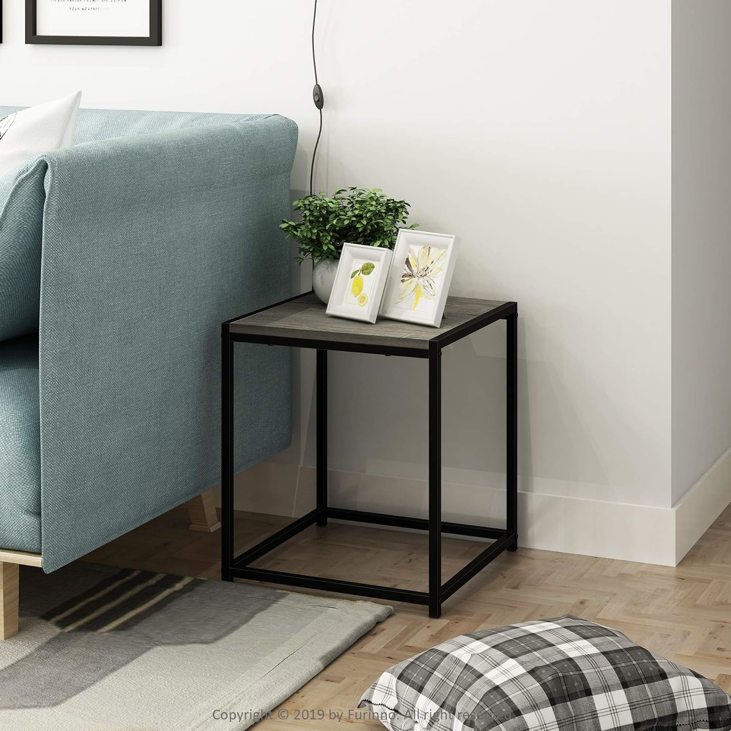 FURINNO Camnus Modern Living End Table, French Oak Grey: Furniture & Decor